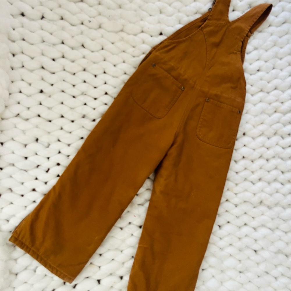 Carhartt Kids Tan/Brown Duck Bib Lined Overalls - Picture 5 of 6